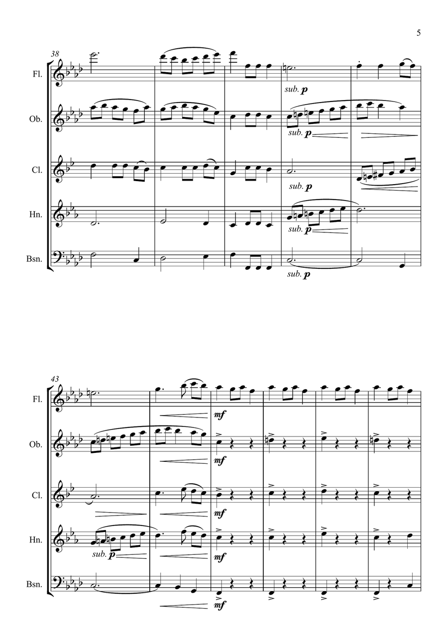 Fantasia on the Ukrainian Bell Carol - for Wind Quintet Woodwind Quintet scores gallery preview page 5
