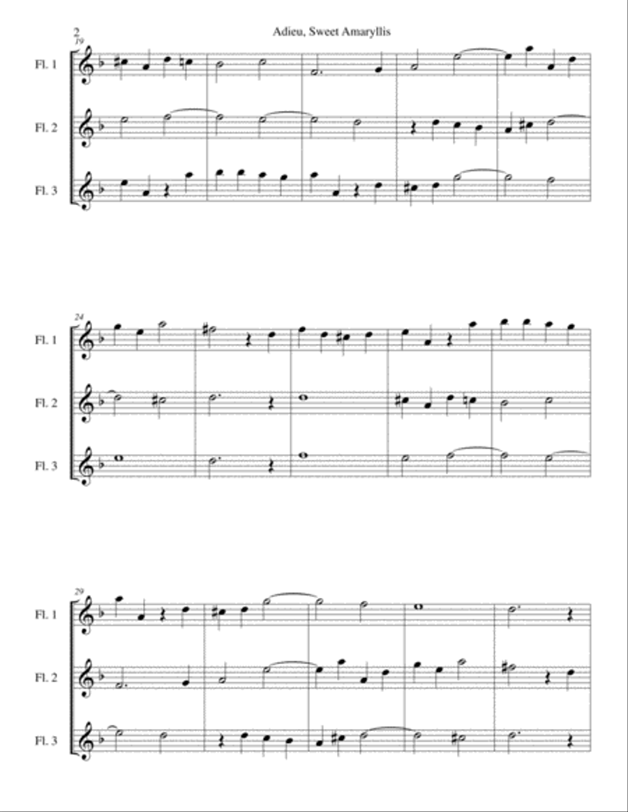 Adieu, sweet Amaryllis for 3 flutes Flute Solo scores gallery preview page 2
