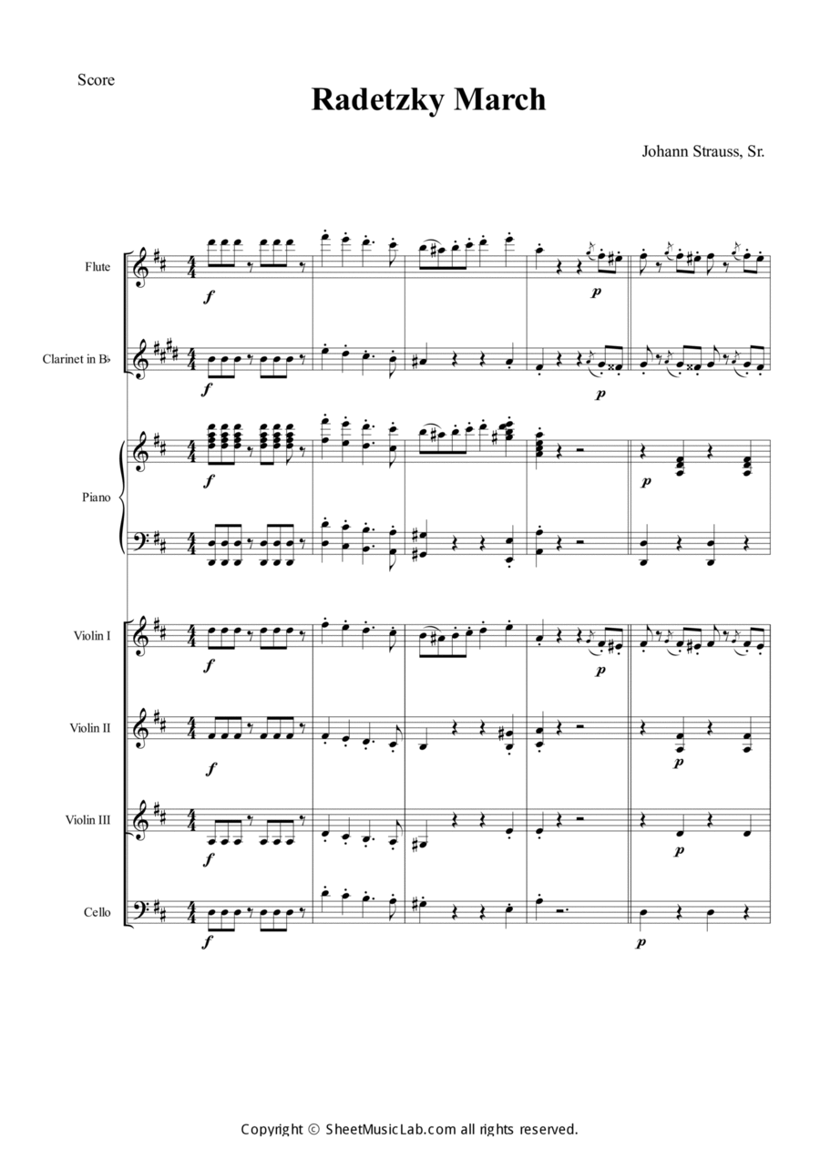 Radetzky Marsch Orchestra scores gallery preview page 1