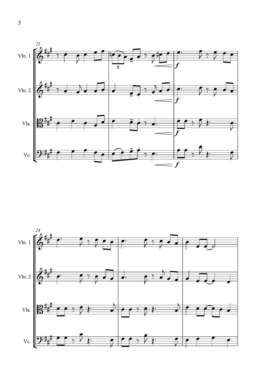 Angels We Have Heard on High - Jazz Carol for String Quartet String Quartet scores gallery preview page 6