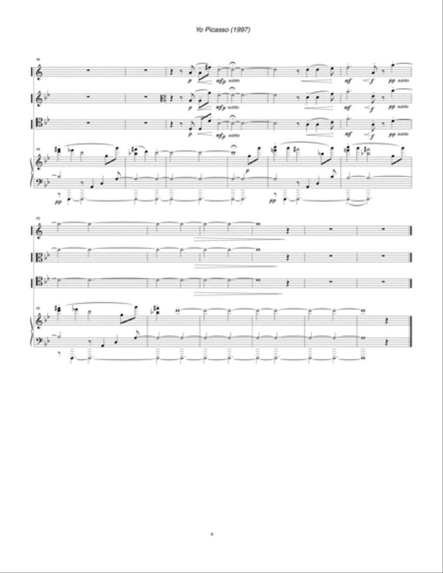 Yo Picasso (1997) for clarinet, viola, cello and piano Small Ensemble scores gallery preview page 6