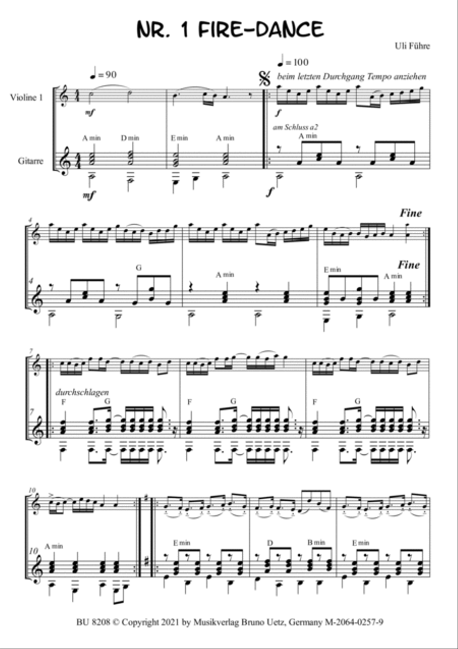 Fire-Dance, 2 Vl+Guitar Guitar scores gallery preview page 2