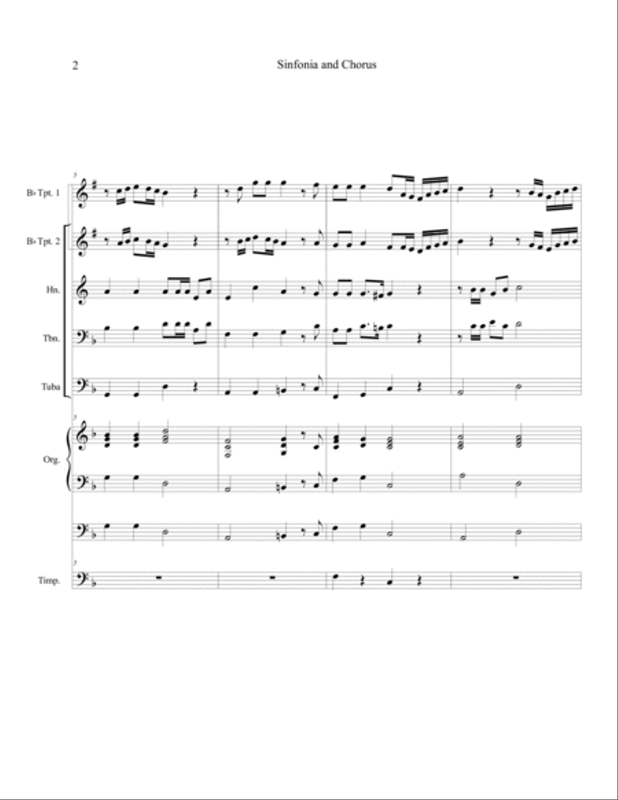 "Sinfonia and Chorus" (from 'Ihr lieben Christen') - brass quintet, organ or piano, opt timpani image number null
