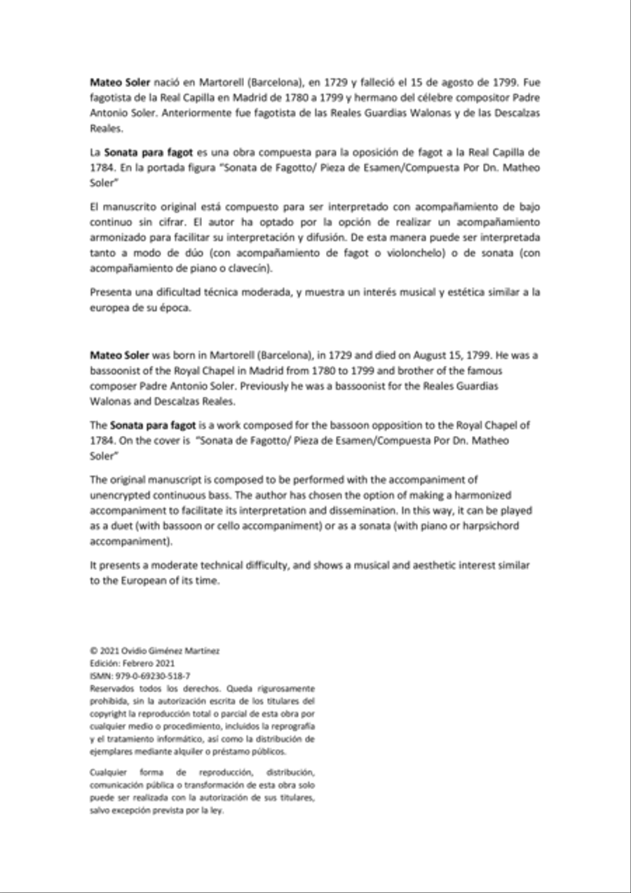 Sonata para fagot de Mateo Soler Small Ensemble scores gallery preview page 2