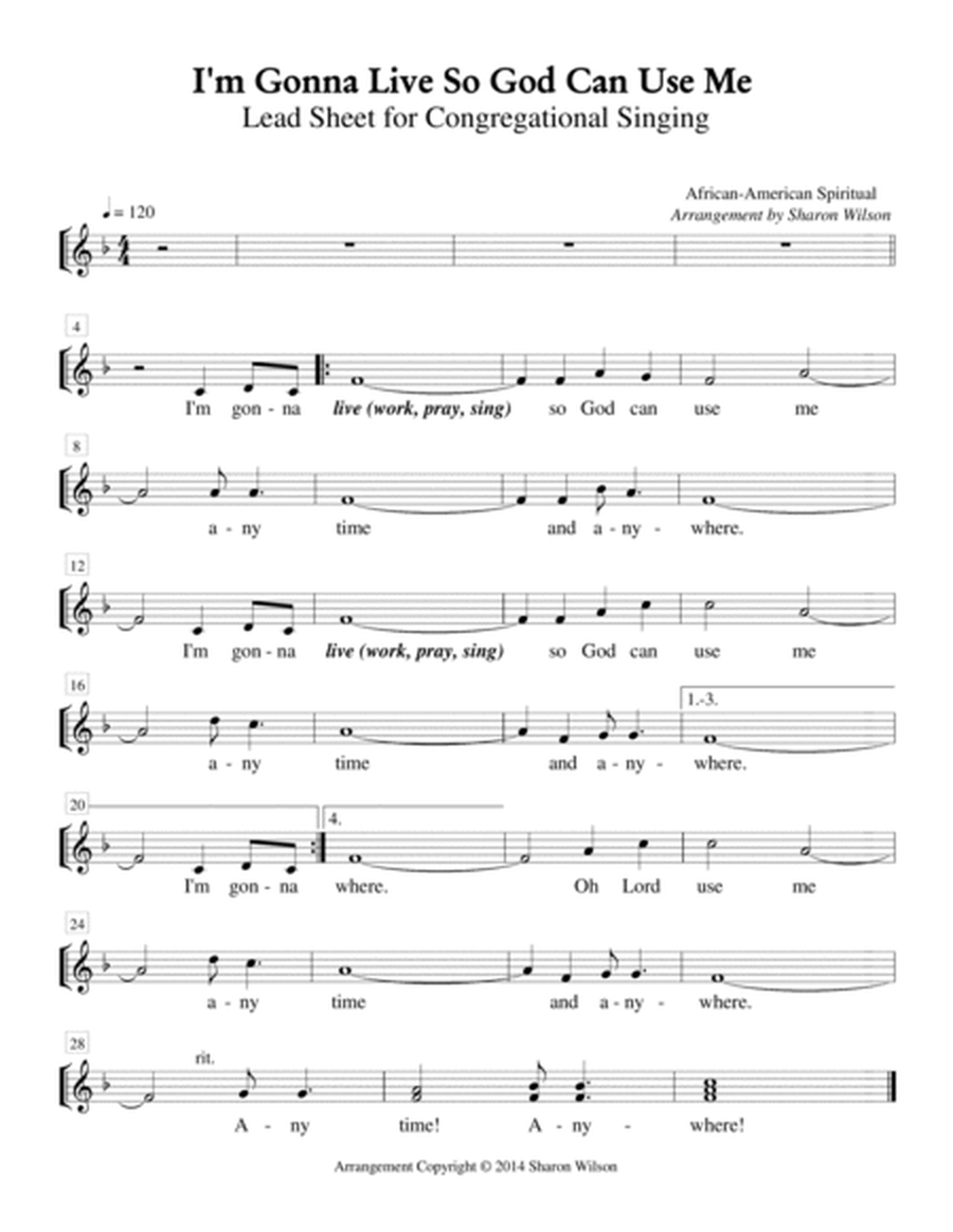 I'm Gonna Live So God Can Use Me - Congregational Set (for Lead, SATB choir, Piano, and Ensemble) image number null