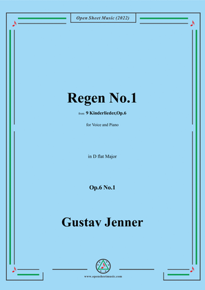 Book cover for Jenner-Regen No.1,in D flat Major,Op.6 No.1