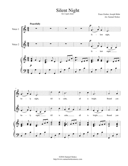 Silent Night - for 2-part choir with piano accompaniment image number null