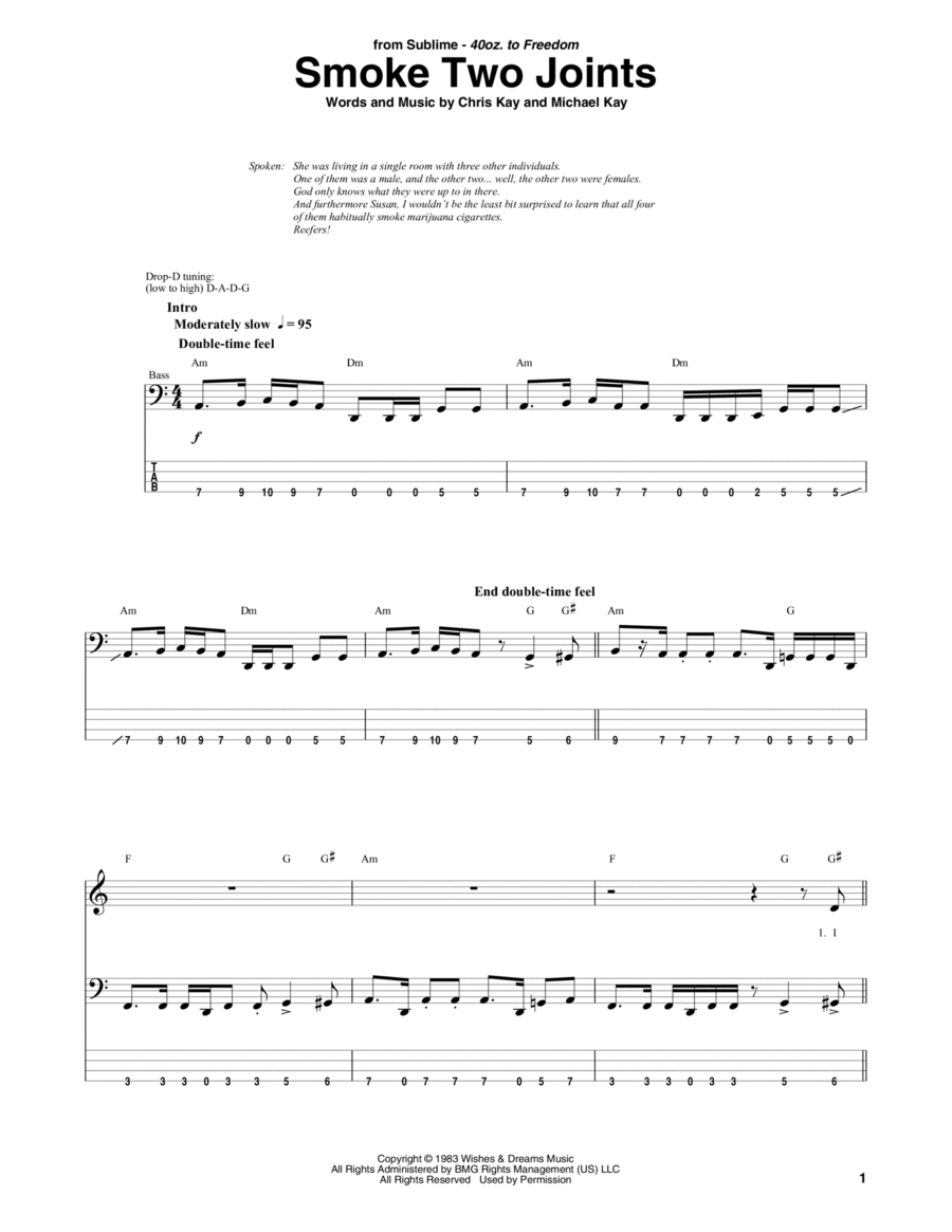 Smoke Two Joints Guitar Tablature scores gallery preview page 1