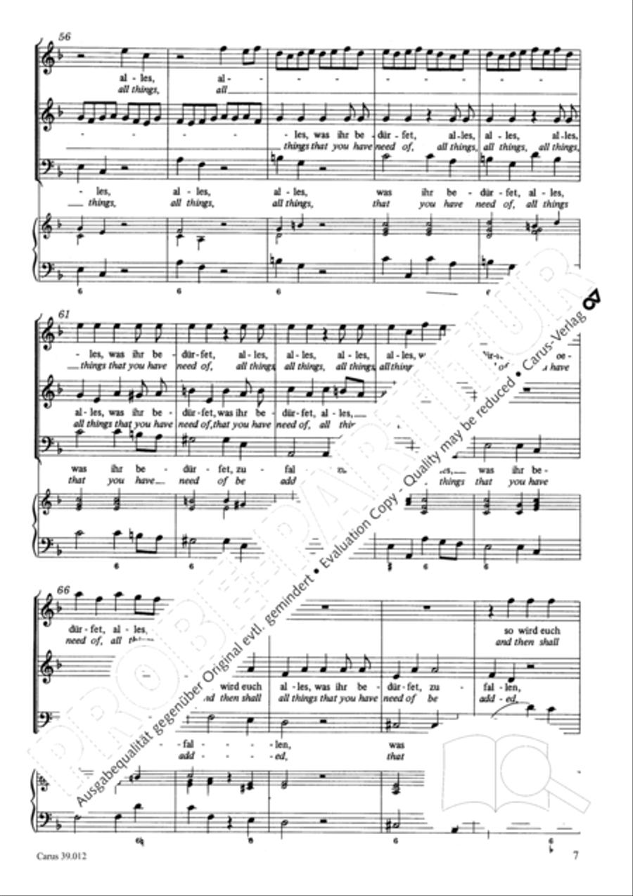 Seek in the first place after God's kingdom (Trachtet am ersten nach dem Reich Gottes) SA scores gallery preview page 7