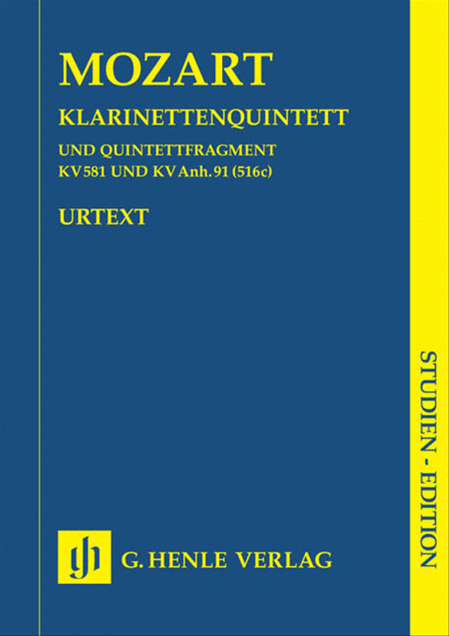 Clarinet Quintet A Major K581 and Fragment K.Anh. 91 (516c) Clarinet scores gallery preview page 1