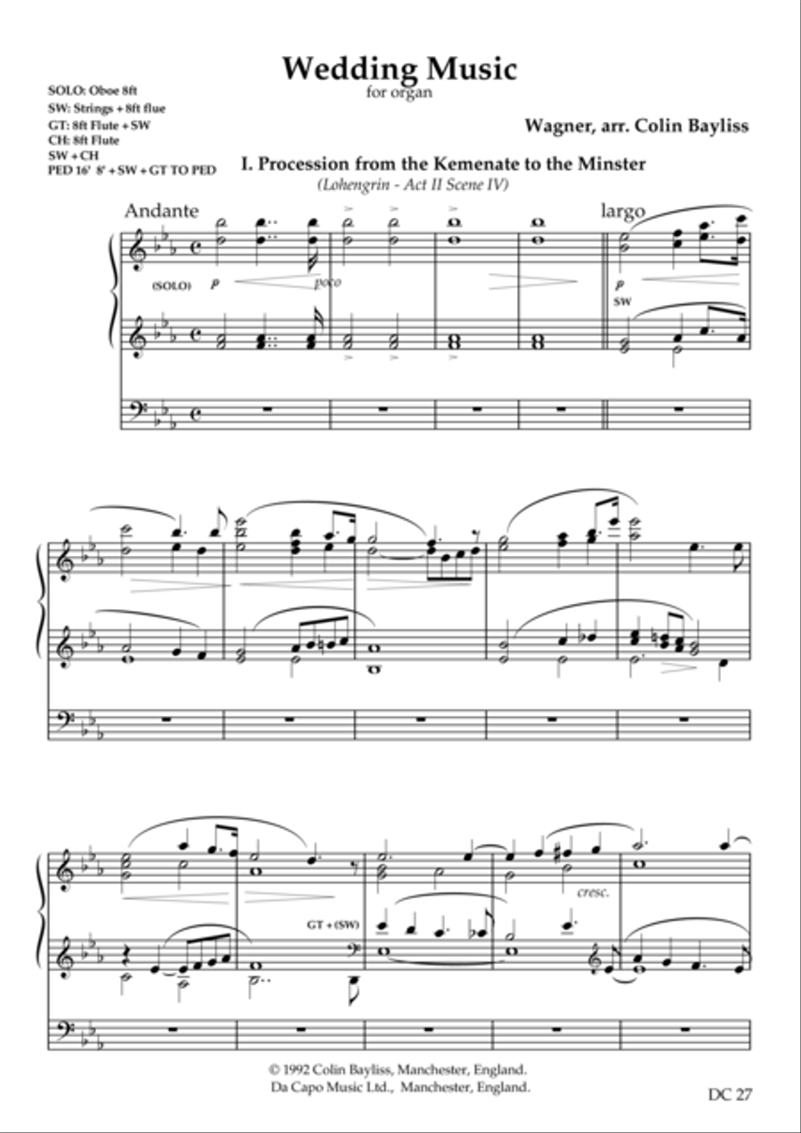 Wedding Music Wedding Music Organ Solo scores gallery preview page 1