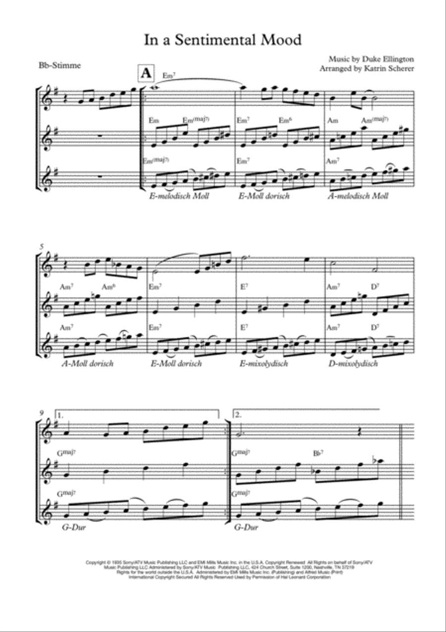 In A Sentimental Mood In A Sentimental Mood Tenor Saxophone scores gallery preview page 1