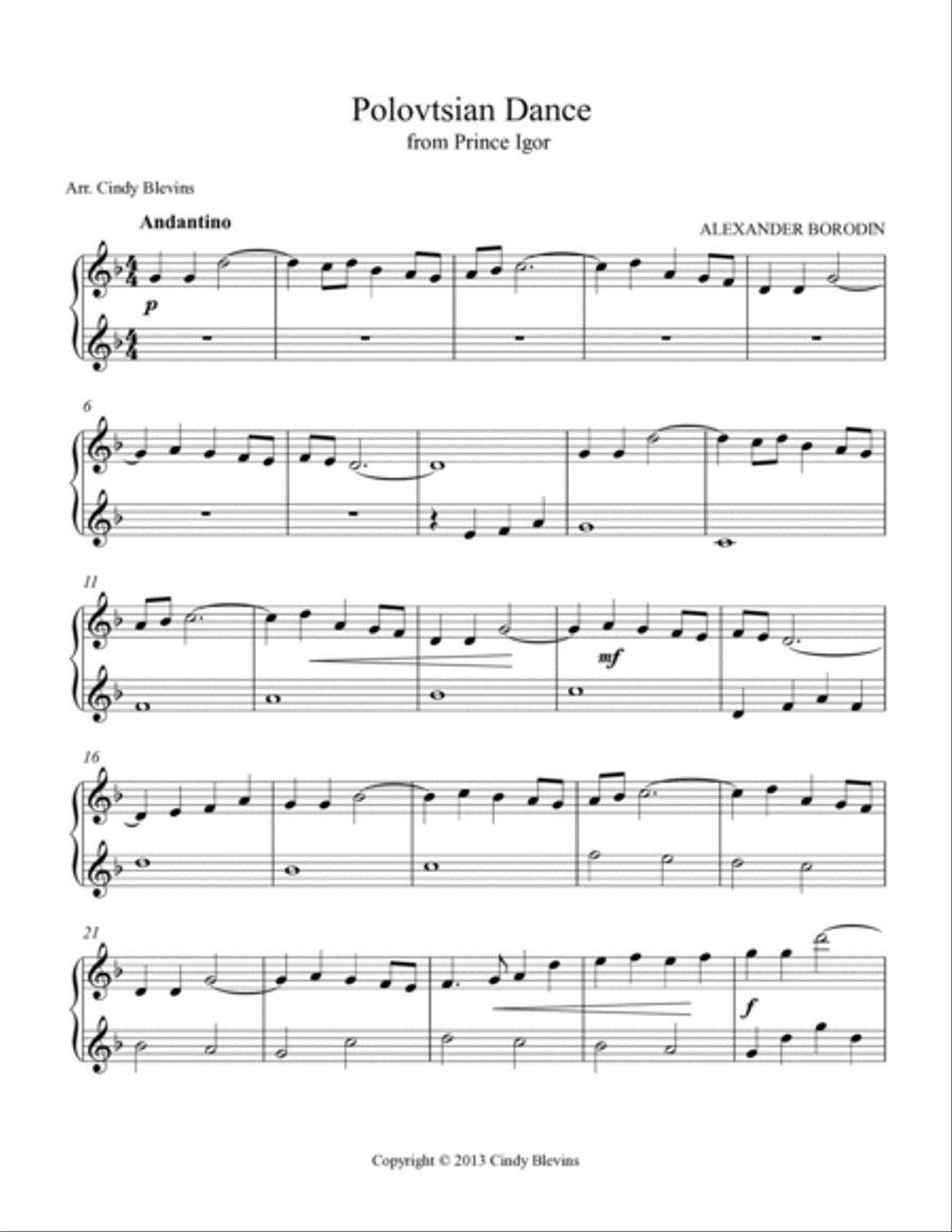Polovtsian Dance, for Double-Strung Harp Harp scores gallery preview page 2