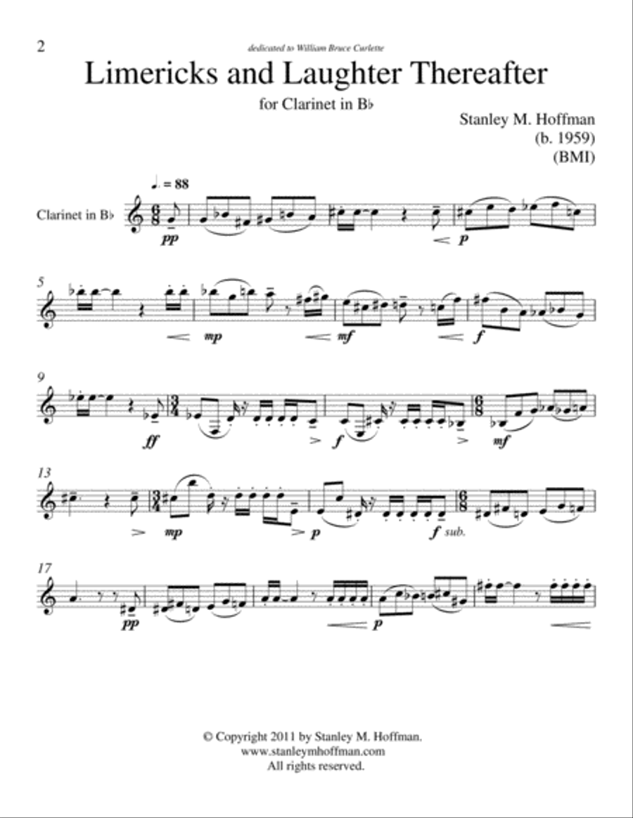 Limericks and Laughter Thereafter Clarinet Solo scores gallery preview page 2