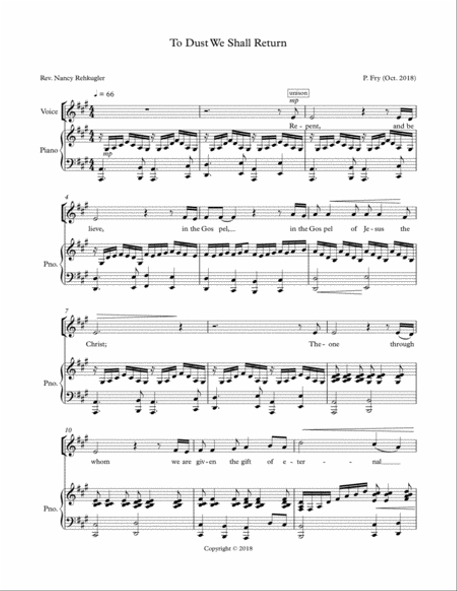 To Dust We Shall Return To Dust We Shall Return 4-Part scores gallery preview page 1
