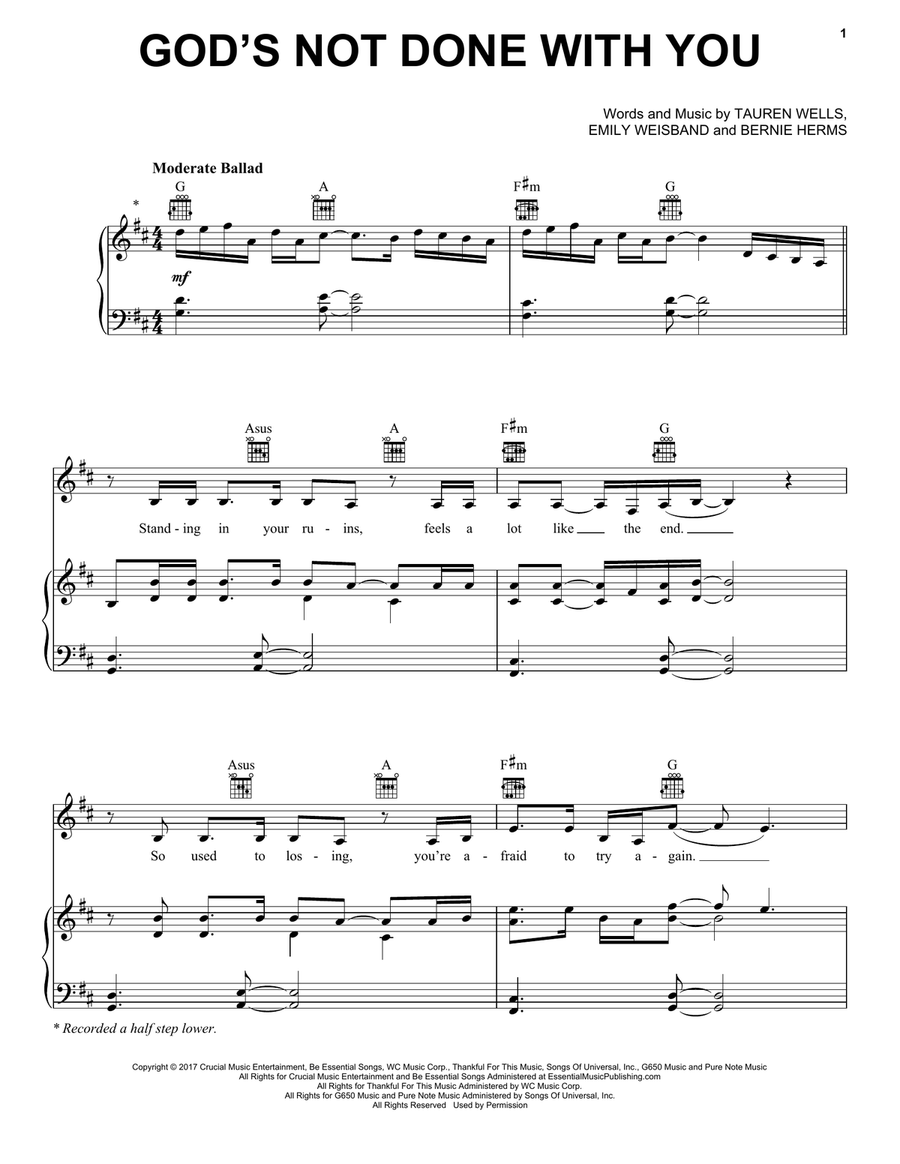 God's Not Done With You Piano, Vocal, Guitar scores gallery preview page 1