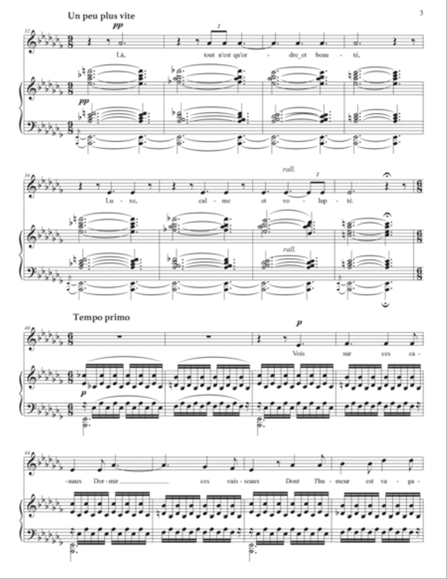 DUPARC: L'invitation au Voyage (transposed to A-flat minor) Voice scores gallery preview page 4