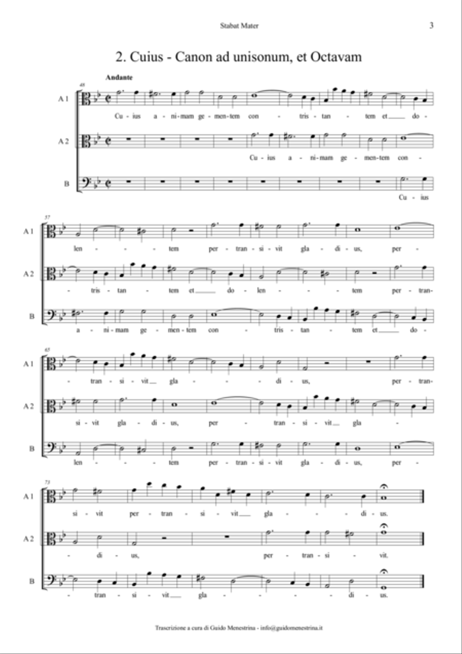 Eugenio de Ligniville - Stabat Mater à tre voci in Canone - First Part (canons 1-10) Divisi scores gallery preview page 3