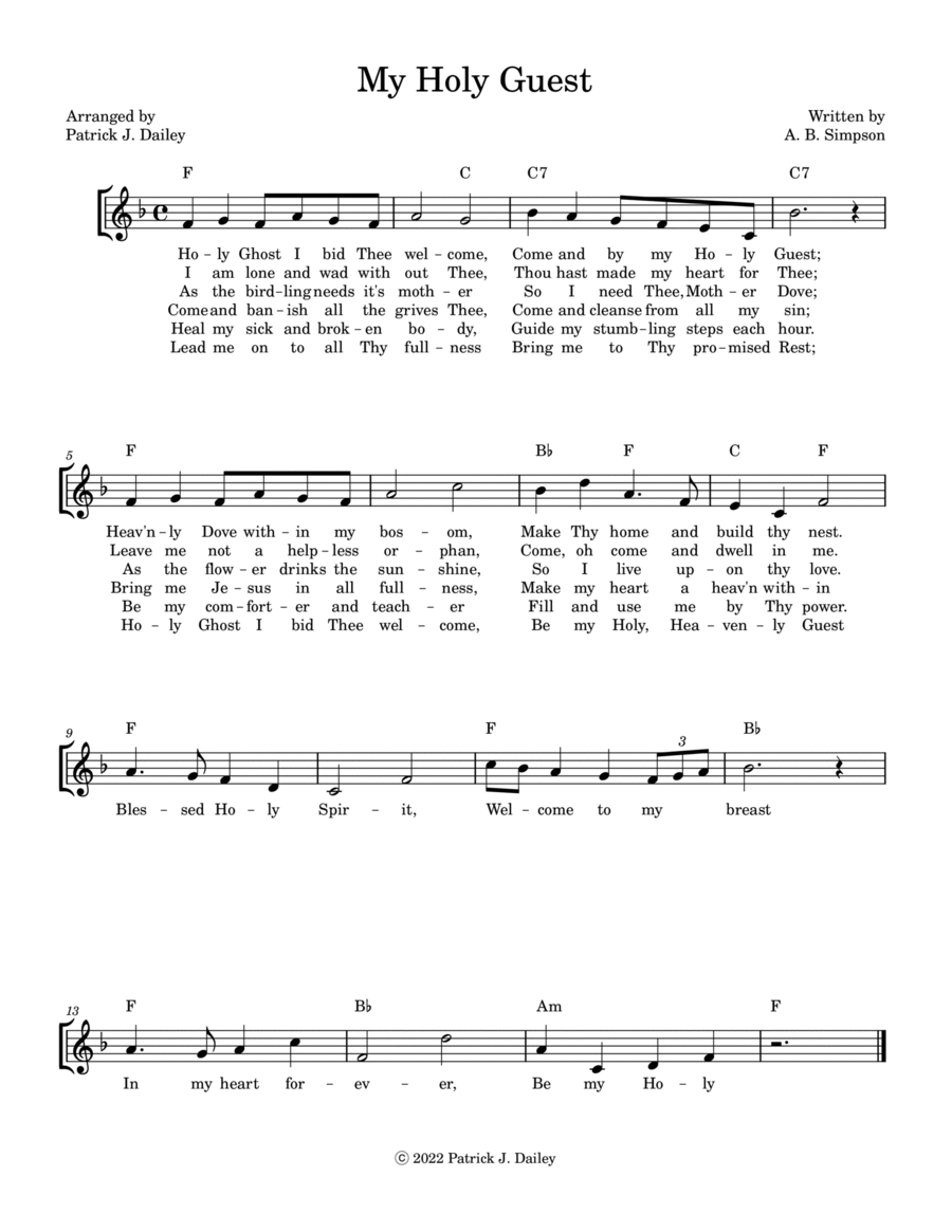 My Holy Guest Piano scores gallery preview page 1