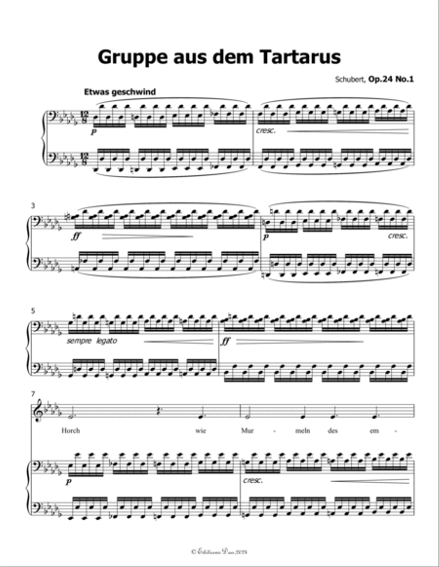 Gruppe aus dem Tartarus, by Schubert, Op.24 No.1, in D flat Major Voice scores gallery preview page 3
