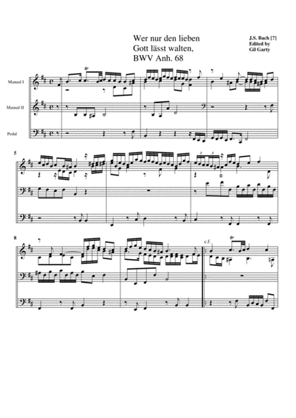 Wer nur den lieben Gott lässt walten, BWV Anh. 68 for organ