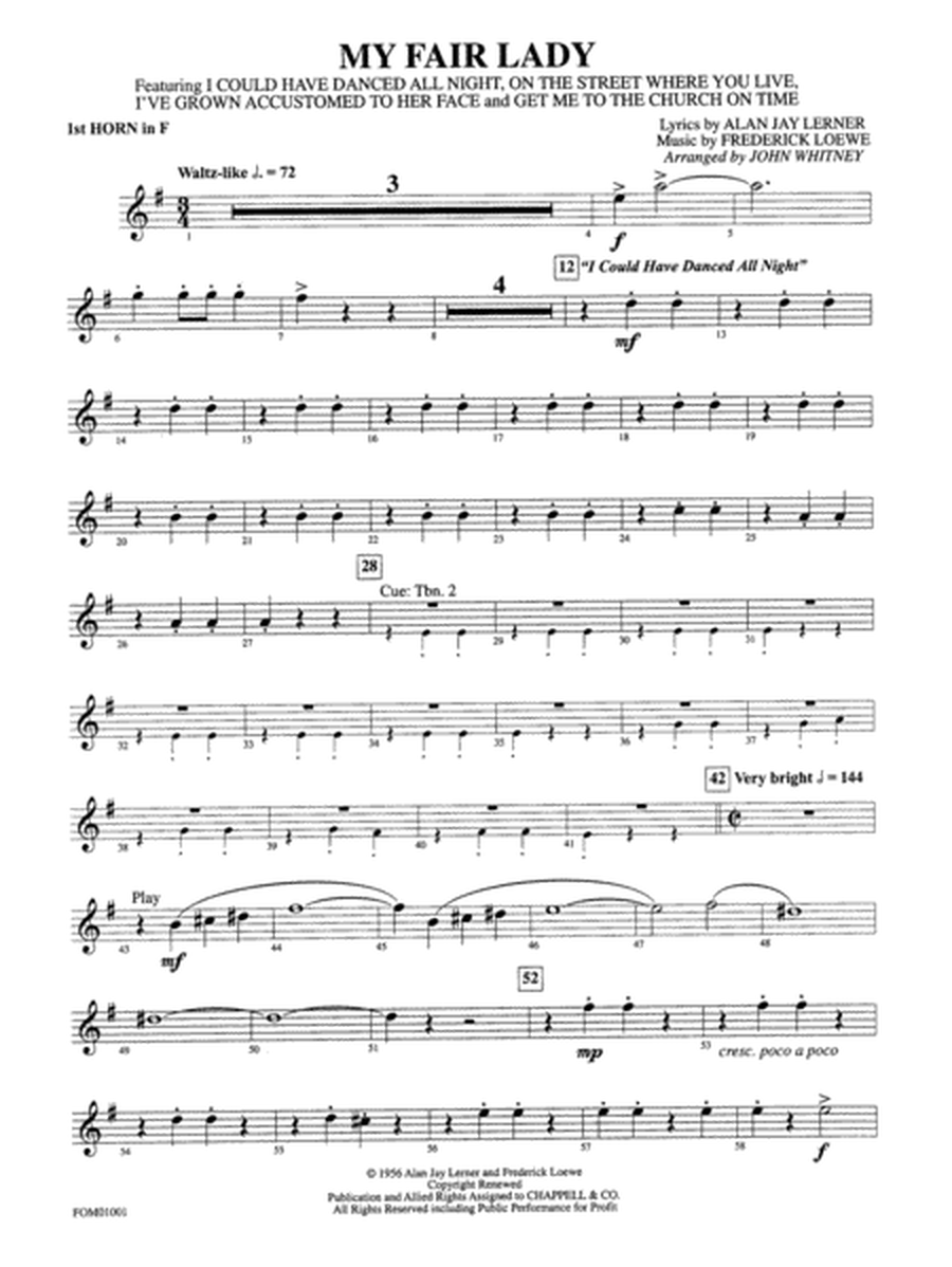 My Fair Lady (Medley): 1st F Horn