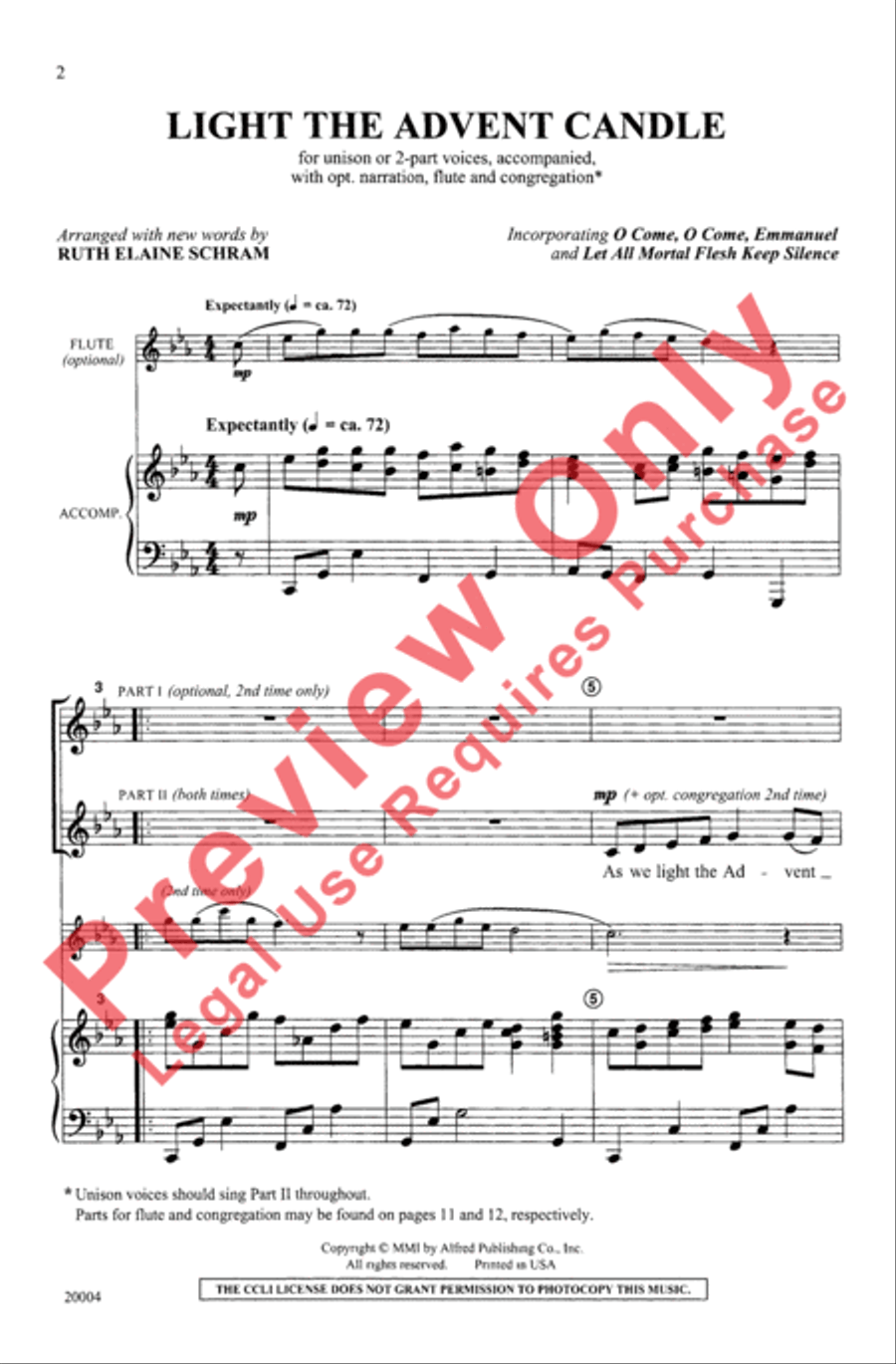 Light the Advent Candle Unison Choir scores gallery preview page 2