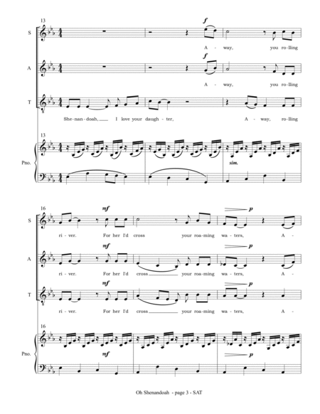 Oh Shenandoah (SAT choir and piano) image number null