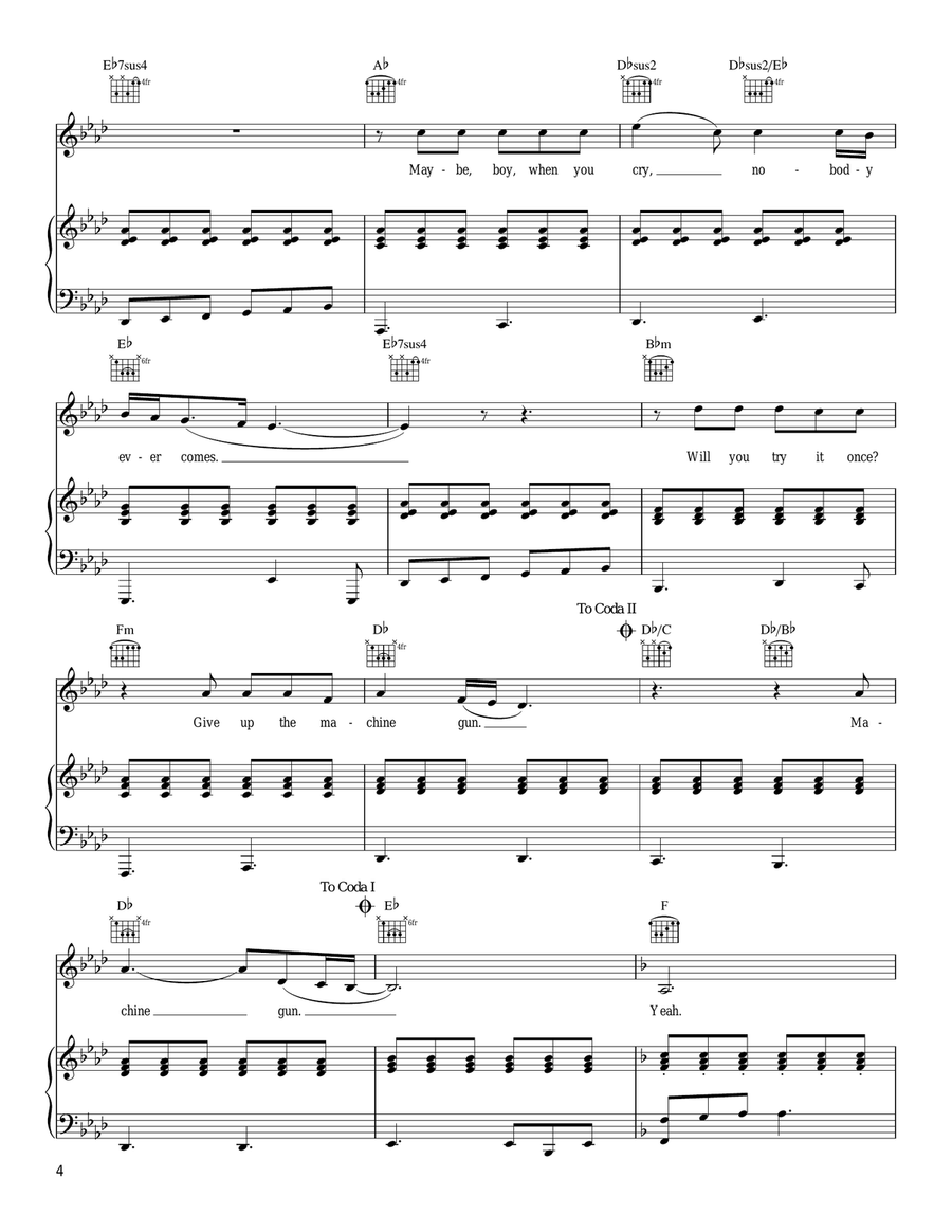 Machine Gun Machine Gun Piano, Vocal, Guitar scores gallery preview page 4