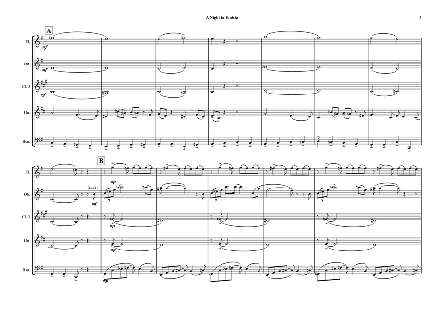 A Night In Tunisia Woodwind Quintet scores gallery preview page 3