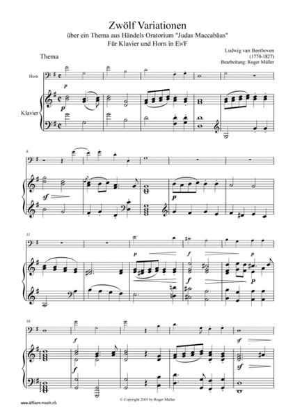 12 Variations on a Theme of Handels Oratorium "Judas Maccabäus"