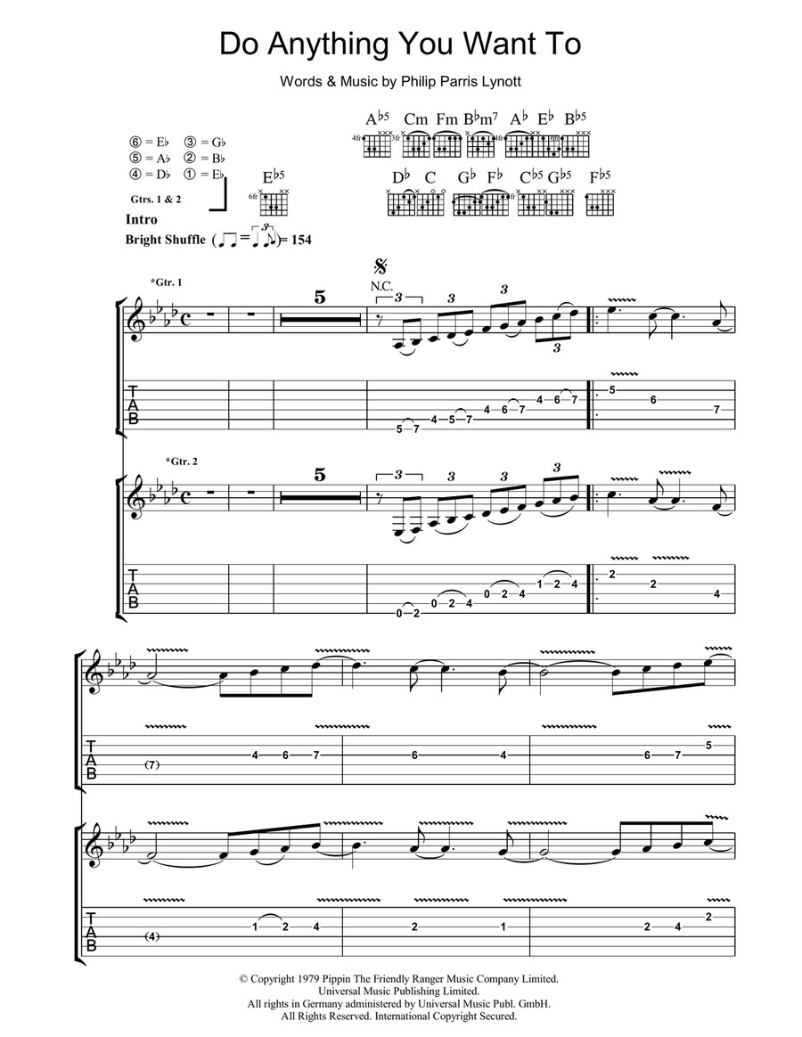 Do Anything You Want To Guitar Tablature scores gallery preview page 1