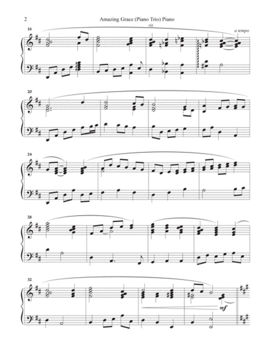 Amazing Grace (Piano Trio - Violin, Cello & Piano) Piano part image number null