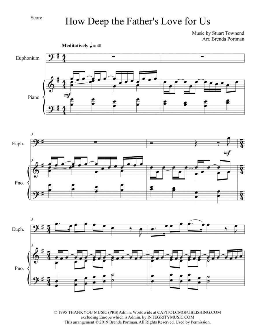 How Deep The Father's Love For Us Euphonium scores gallery preview page 1