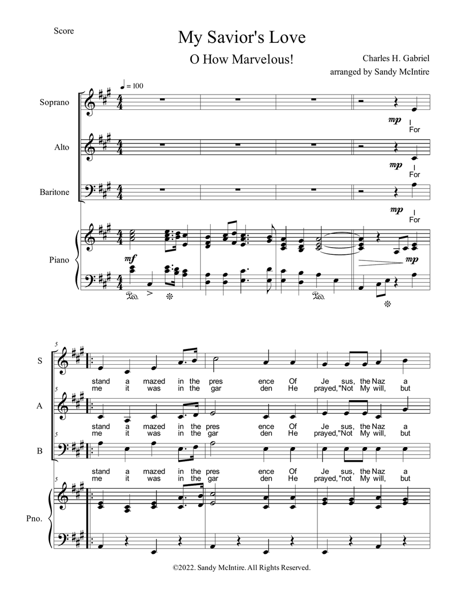 My Savior's Love (O How Marvelous) 3-Part scores gallery preview page 1