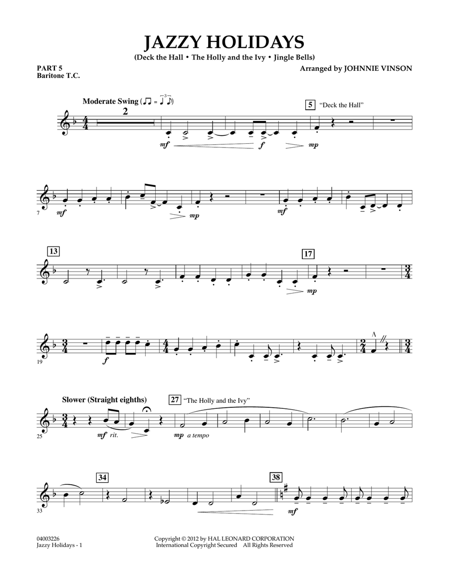 Jazzy Holidays - Pt.5 - Baritone T.C. Concert Band scores gallery preview page 1