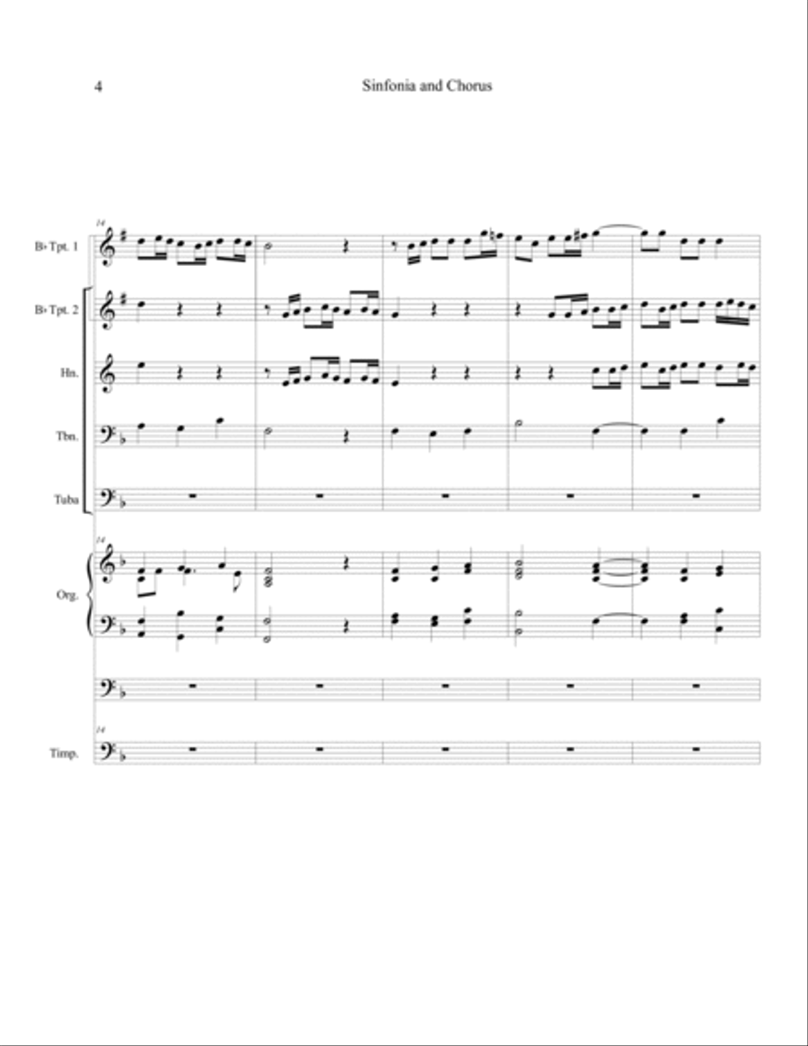 "Sinfonia and Chorus" (from 'Ihr lieben Christen') - brass quintet, organ or piano, opt timpani image number null