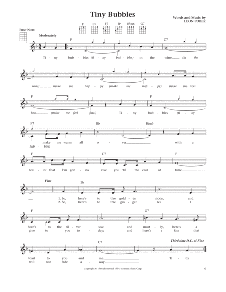 Tiny Bubbles (from The Daily Ukulele) (arr. Liz and Jim Beloff)