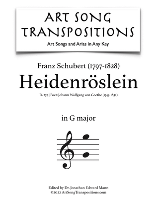 Book cover for SCHUBERT: Heidenröslein, D. 257 (transposed to G major)