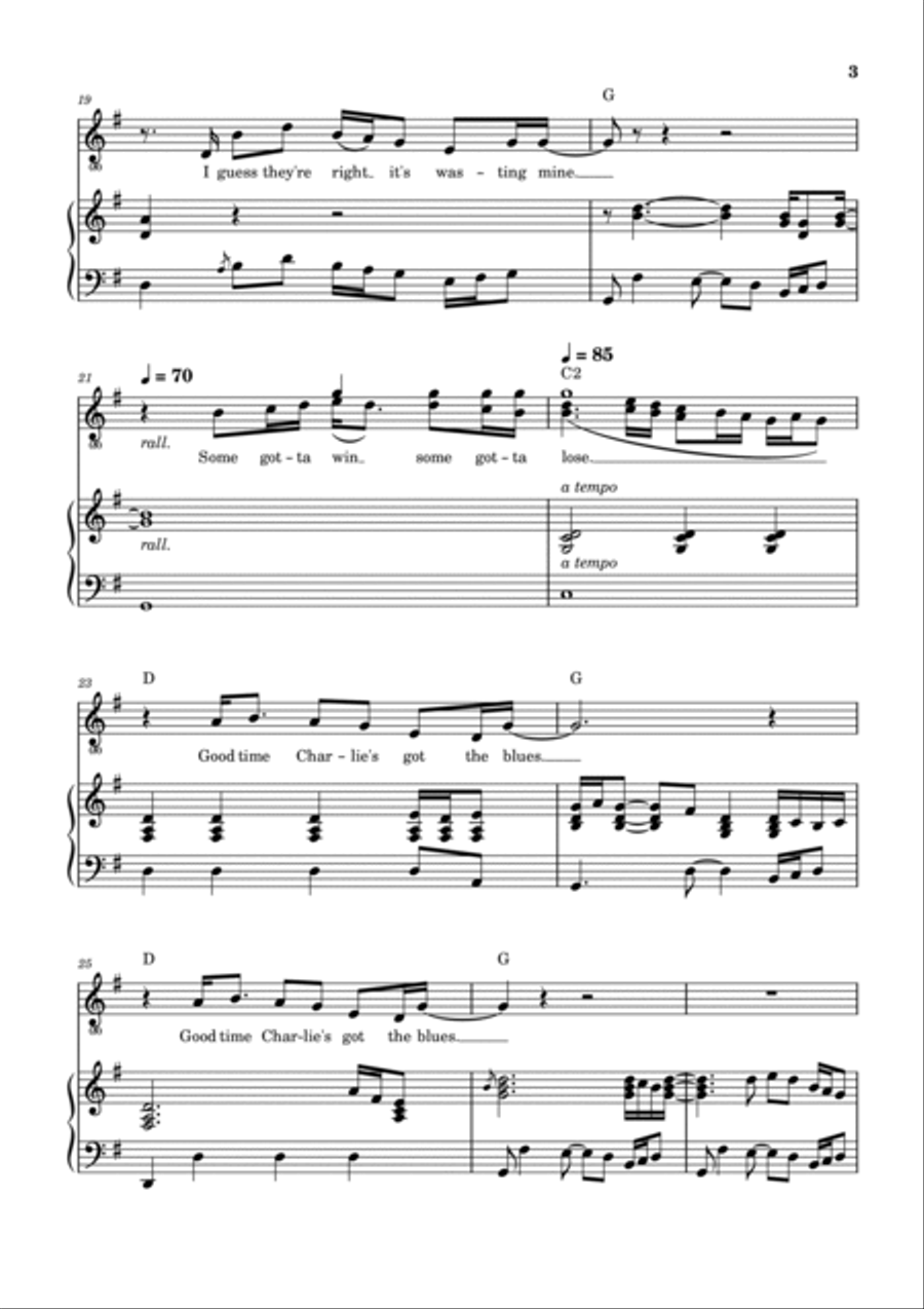 Good Time Charlie's Got The Blues Piano, Vocal, Guitar scores gallery preview page 4