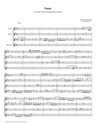 Book cover for Fugue 13 from Well-Tempered Clavier, Book 2 (Flute Quartet)