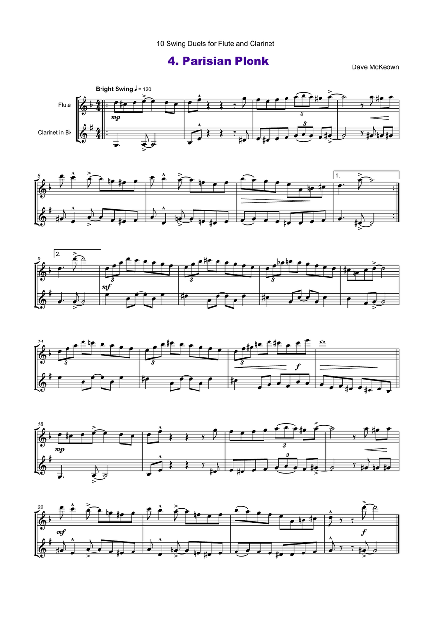 10 Swing Duets for Flute and Clarinet