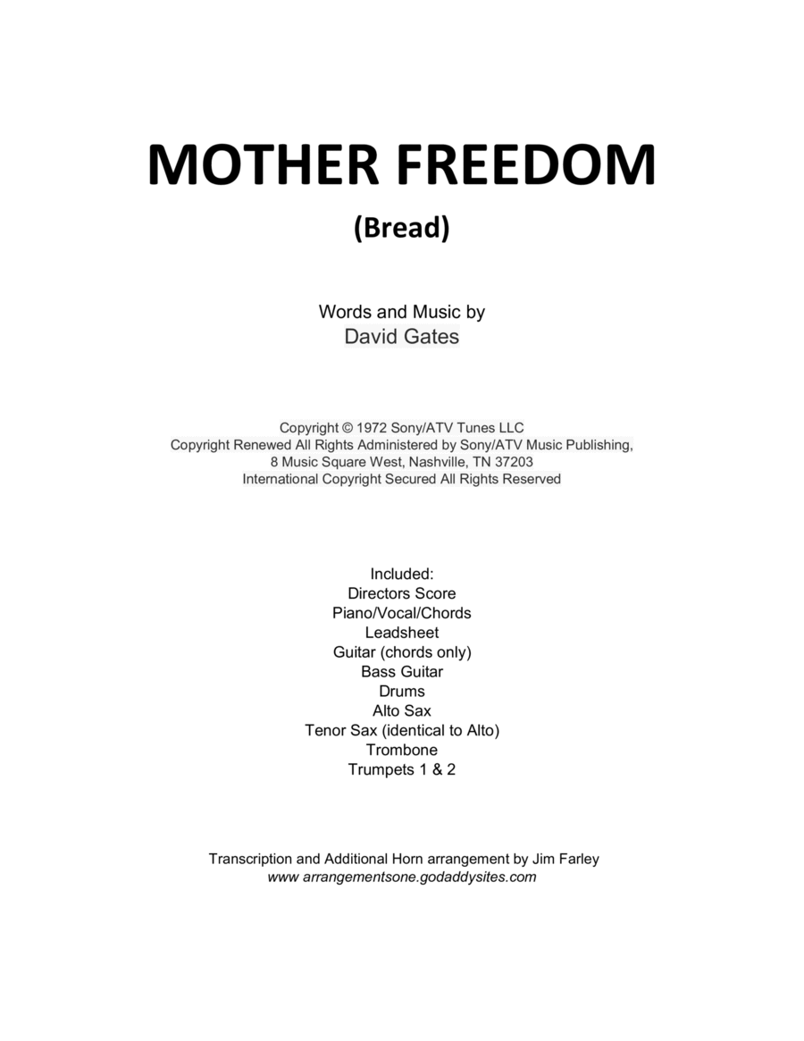 Mother Freedom Tenor Saxophone scores gallery preview page 1
