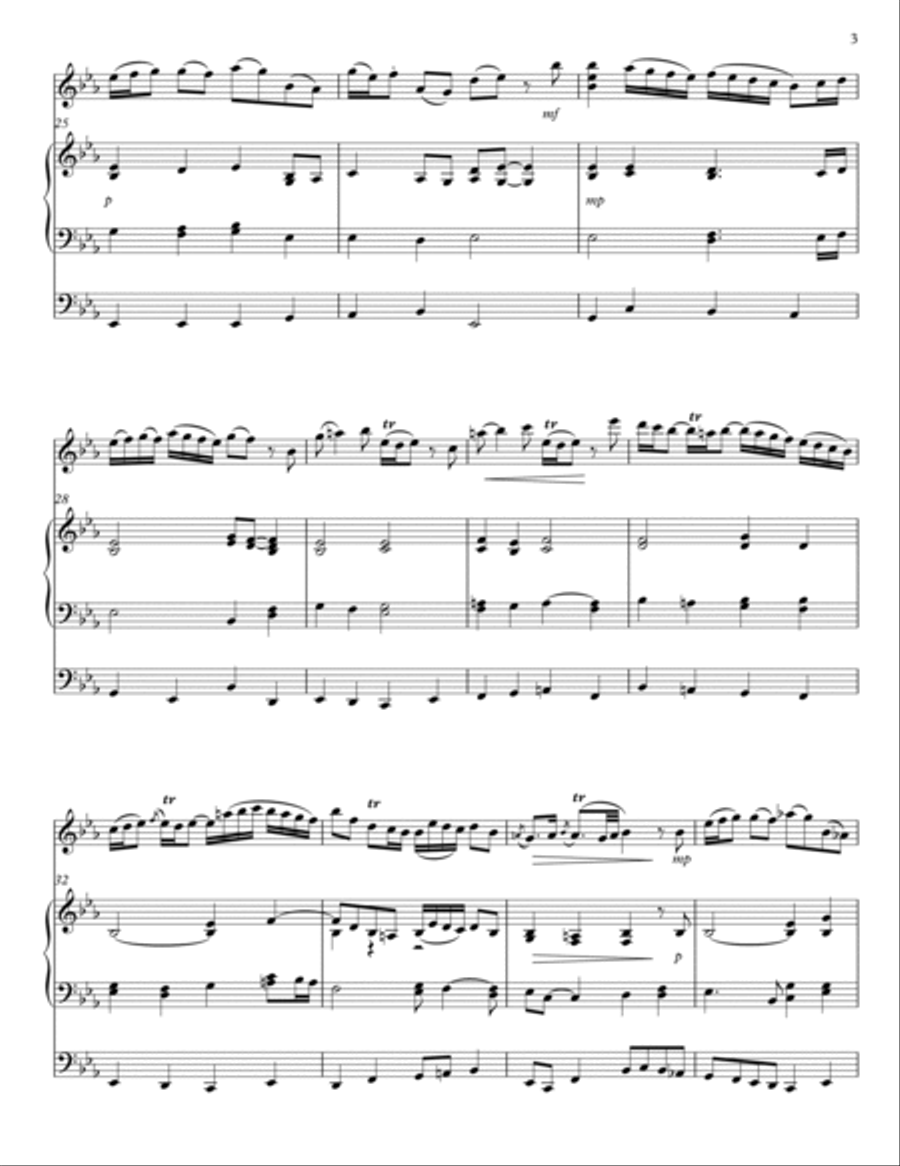Bach - Wachet Auf, arranged for violin solo and organ String Duet scores gallery preview page 3