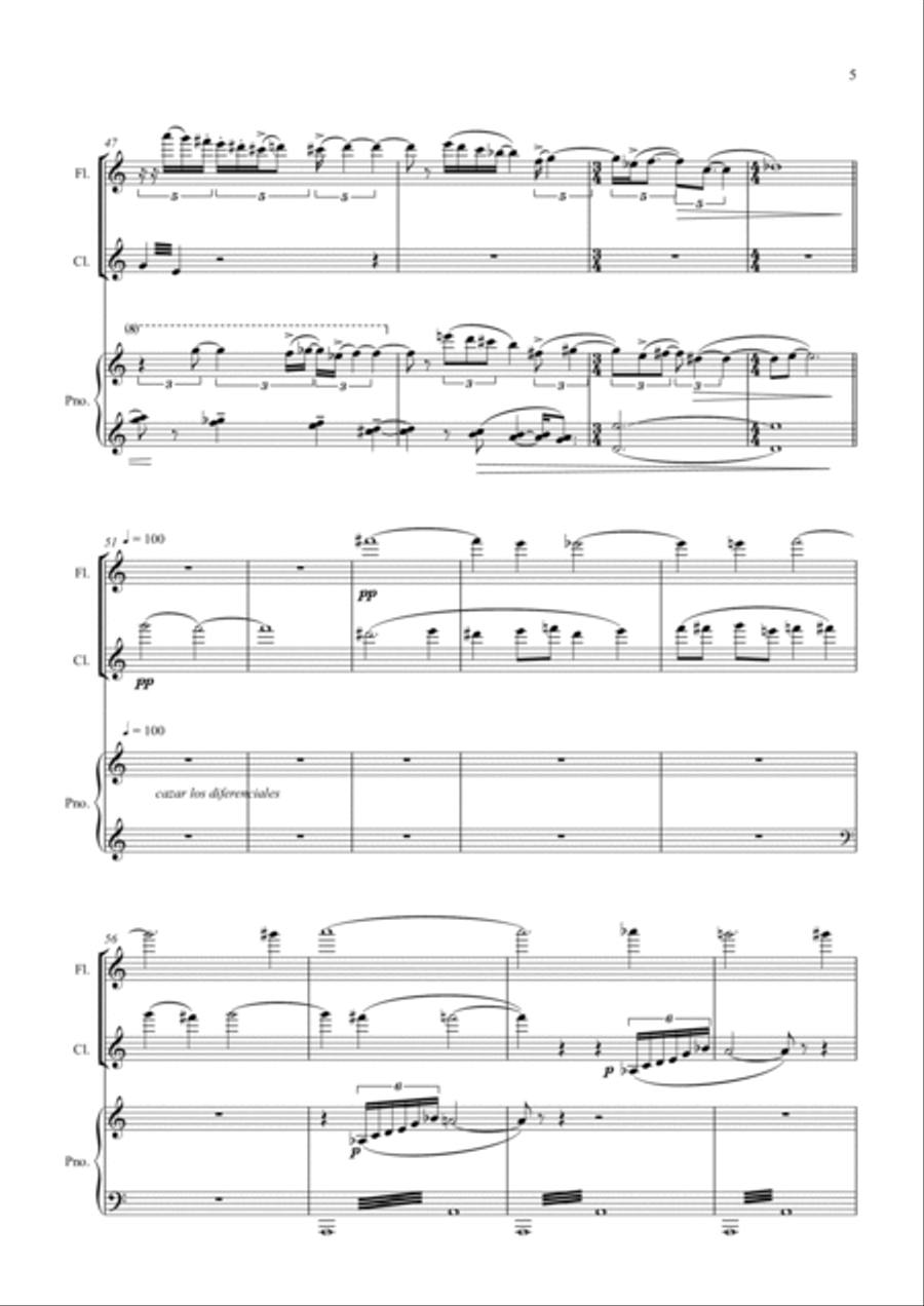 HETEROCICLOS. Versión para flauta, clarinete y piano. Woodwind Duet scores gallery preview page 5
