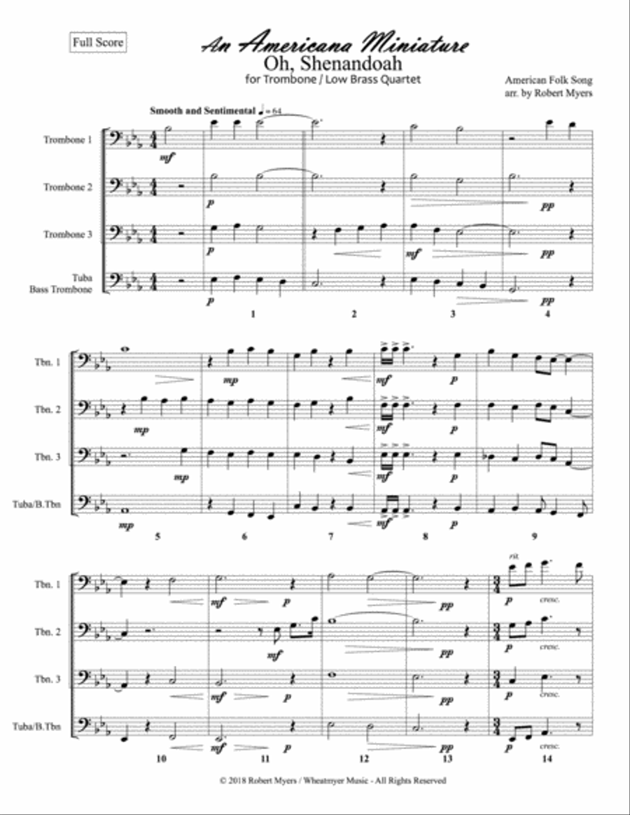 Oh, Shenandoah Brass Ensemble scores gallery preview page 1