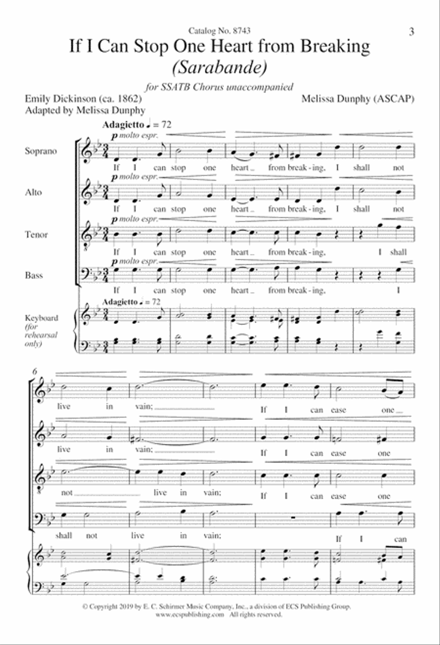 If I Can Stop One Heart from Breaking from Suite Remembrance SSATB scores gallery preview page 2