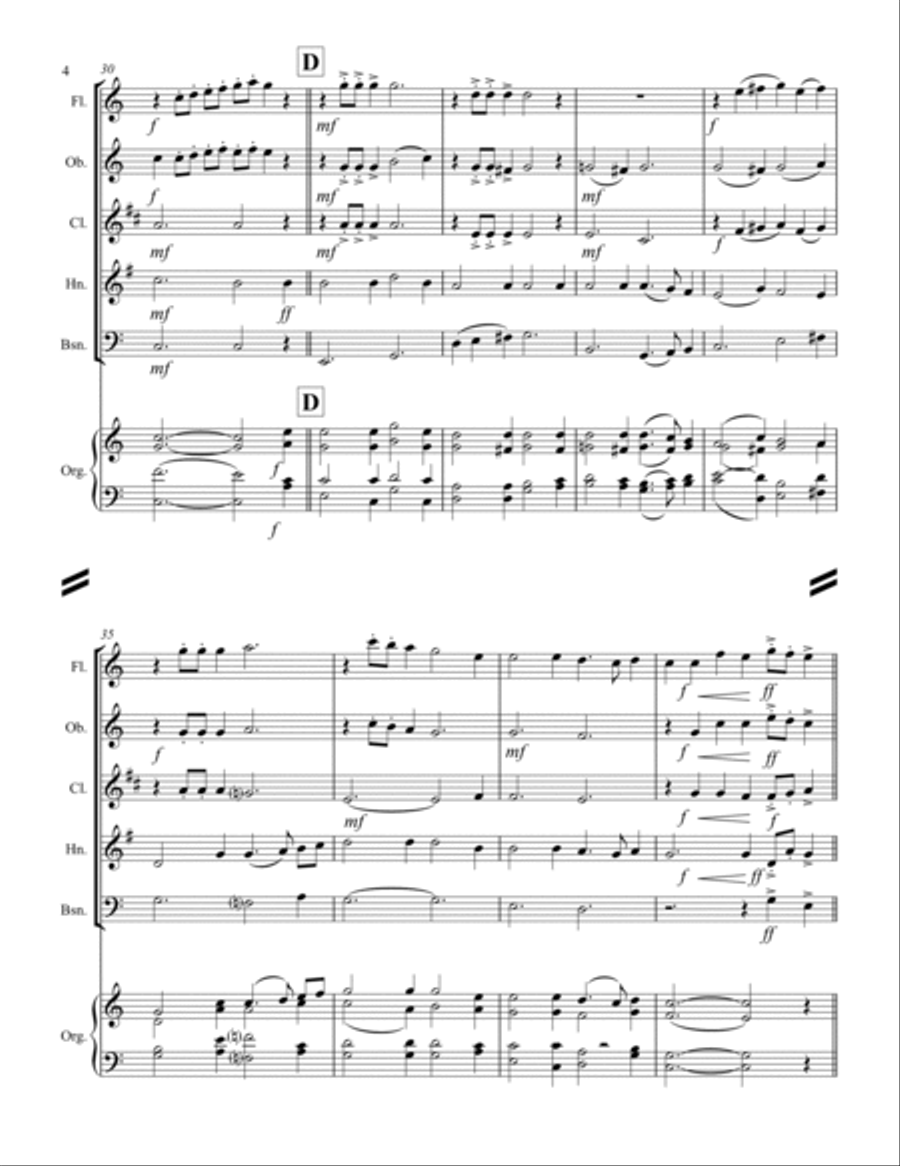 Breden Väg För Herran (Prepare the Royal Highway) (for Woodwind Quintet & optional Organ) Woodwind Quintet scores gallery preview page 5