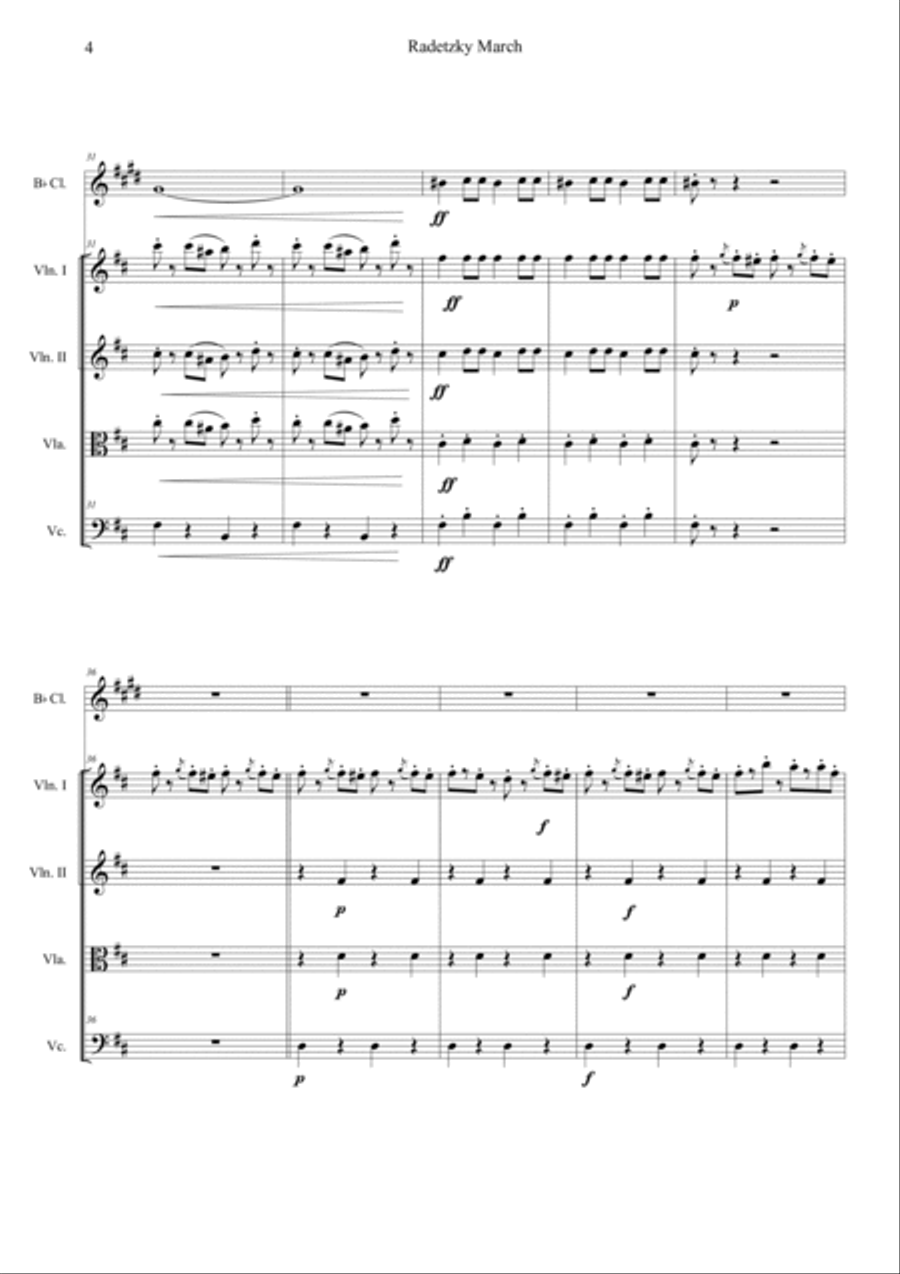 Radetzky Marsch Clarinet scores gallery preview page 4