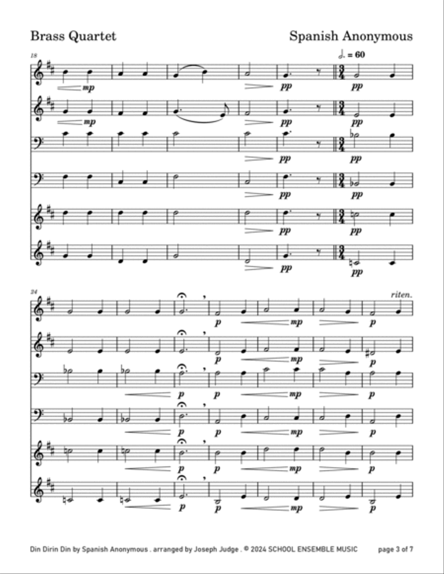 Din Dirin Din for Brass Quartet in Schools Brass Quartet scores gallery preview page 3